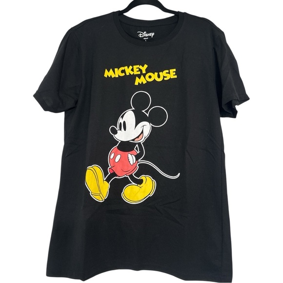 Disney Black Tee with Mickey Mouse in Yellow and Red - Picture 1 of 4